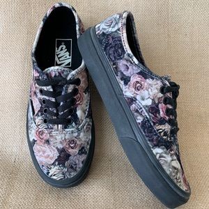 Vans black suede classic low top with floral print